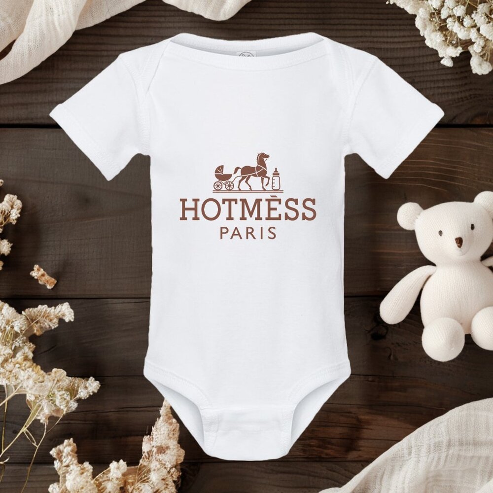 HOTMÈSS PARIS Baby Onesie | Funny Designer Parody Onesie | Cute Infant Gift